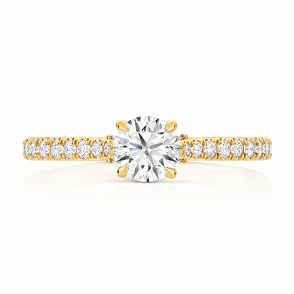 18ct Gold 1.00ct Round Lab Diamond Solitaire Engagement Ring with Diamond Shoulders yellow gold alternative view