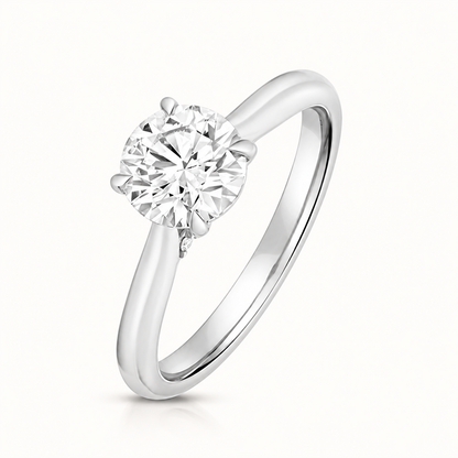 18ct Gold 1.25ct Round Lab Diamond Solitaire Engagement Ring white gold front view