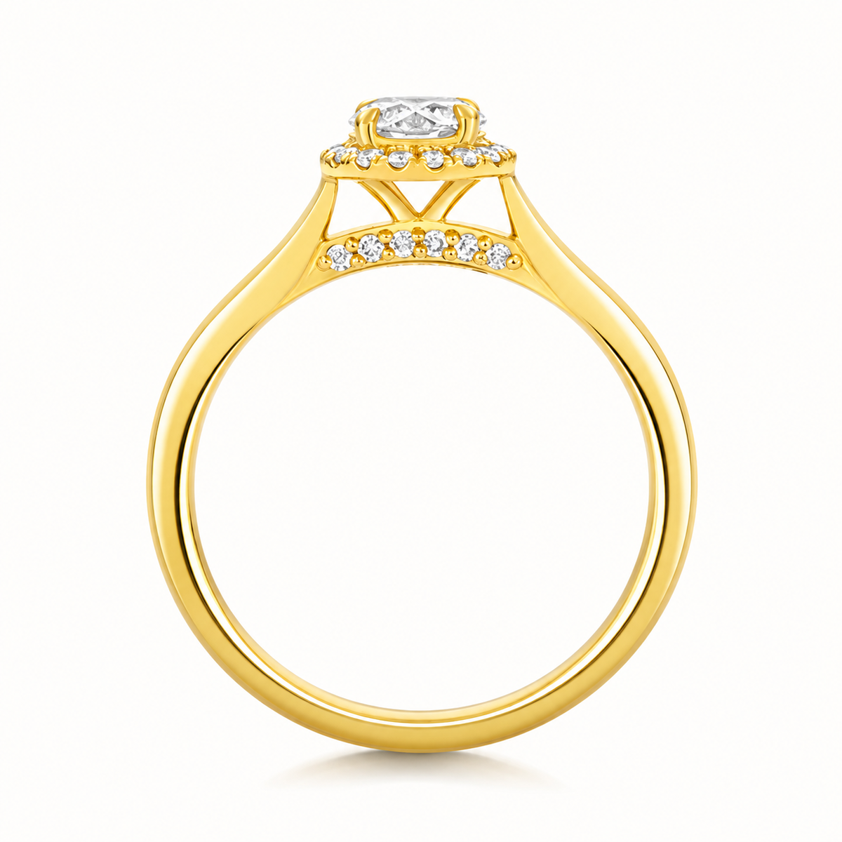 18ct Gold 1.50ct Round Lab Diamond Halo Engagement Ring yellow gold alternative view