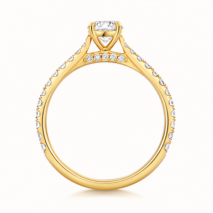 18ct Gold 1.50ct Round Lab Diamond Solitaire Engagement Ring with Diamond Shoulders yellow gold alternative view