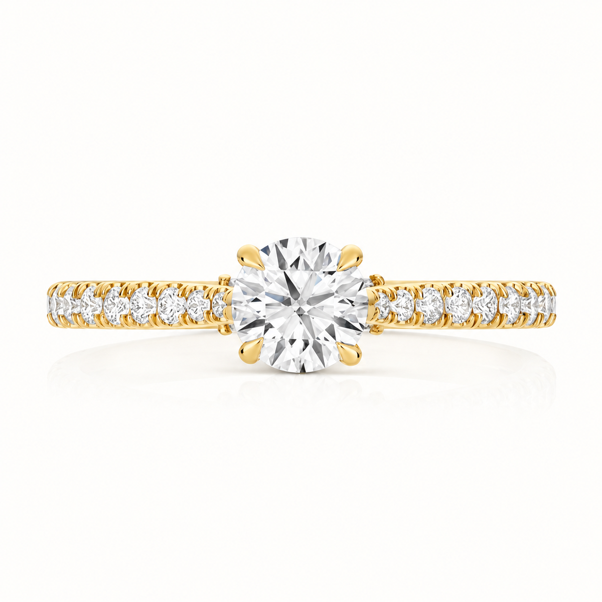 18ct Gold 1.50ct Round Lab Diamond Solitaire Engagement Ring with Diamond Shoulders yellow gold alternative view