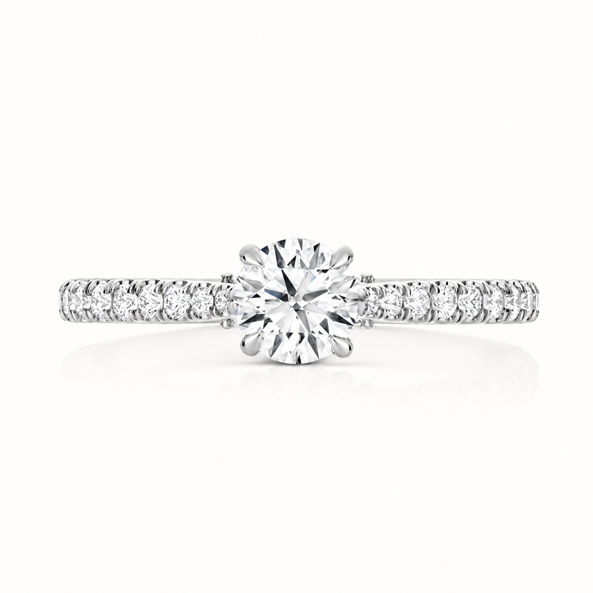 18ct Gold 2.00ct Round Lab Diamond Solitaire Engagement Ring with Diamond Shoulders white gold alternative view