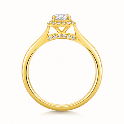 18ct Gold 0.50ct Round Lab Diamond Halo Engagement Ring yellow gold alternative view