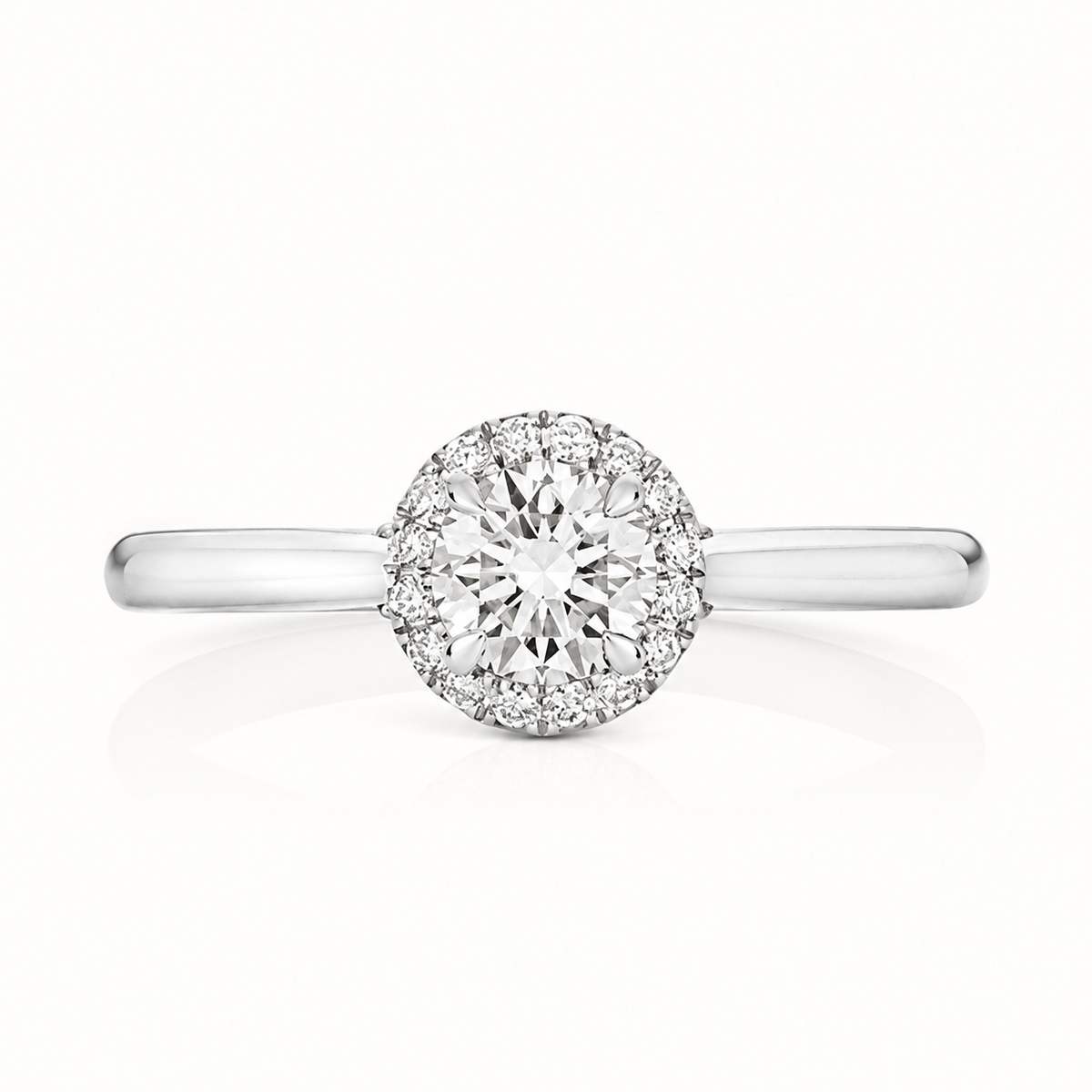 18ct Gold 0.50ct Round Lab Diamond Halo Engagement Ring white gold alternative view