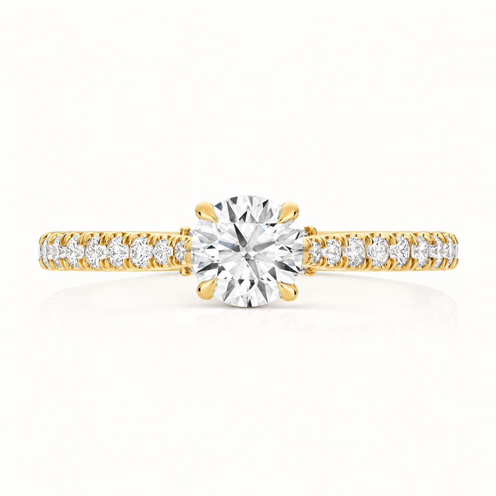 18ct Gold 0.50ct Round Lab Diamond Solitaire Engagement Ring with Diam ...