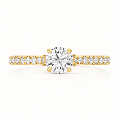 18ct Gold 0.50ct Round Lab Diamond Solitaire Engagement Ring with Diamond Shoulders yellow gold alternative view
