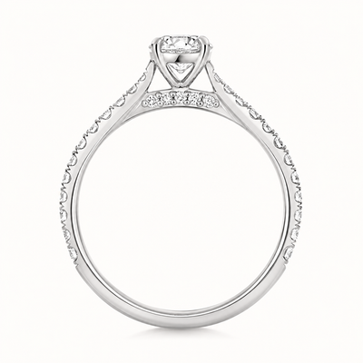 18ct Gold 0.50ct Round Lab Diamond Solitaire Engagement Ring with Diamond Shoulders white gold alternative view