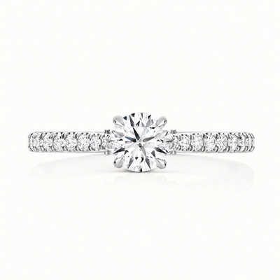 18ct Gold 0.50ct Round Lab Diamond Solitaire Engagement Ring with Diamond Shoulders white gold alternative view