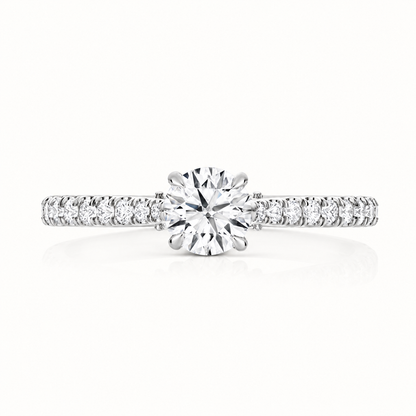 18ct Gold 0.50ct Round Lab Diamond Solitaire Engagement Ring with Diamond Shoulders white gold alternative view