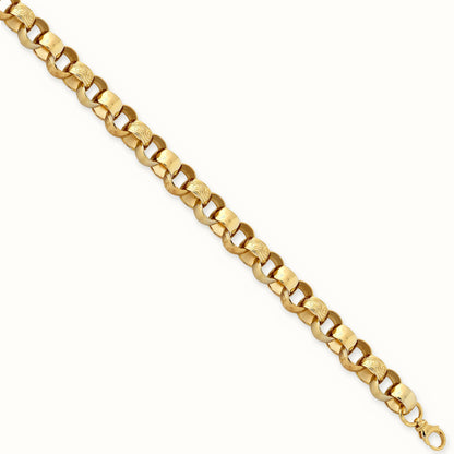 Gold Plated Sterling Silver Plain & Patterned Cast Belcher Bracelet - ACN002K-GP-9