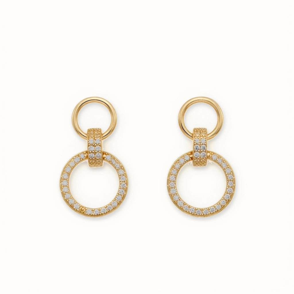 Gold Plated Sterling Silver CZ Circle Pendant Set - AES294-GP