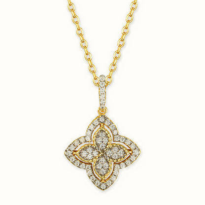 Gold Plated Sterling Silver CZ Set Clover Pendant - ANC075