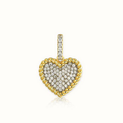 Gold Plated Sterling Silver CZ Set Heart Pendant - APD227