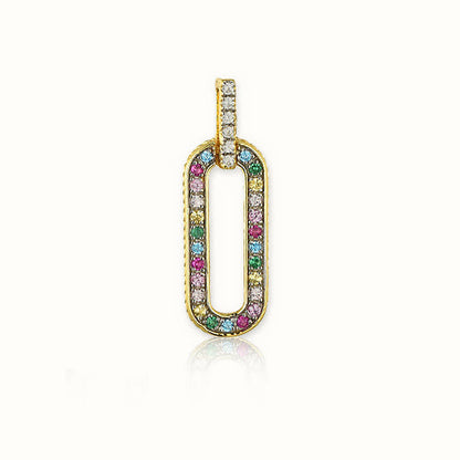 Gold Plated Sterling Silver Multi Col CZ Set Pendant - APD228