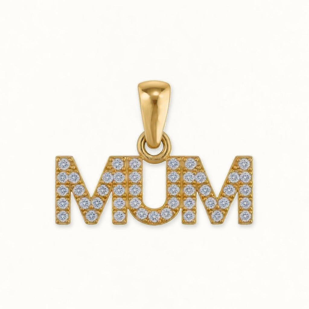 Gold Plated Sterling Silver CZ Mum Pendant - APD241-GP
