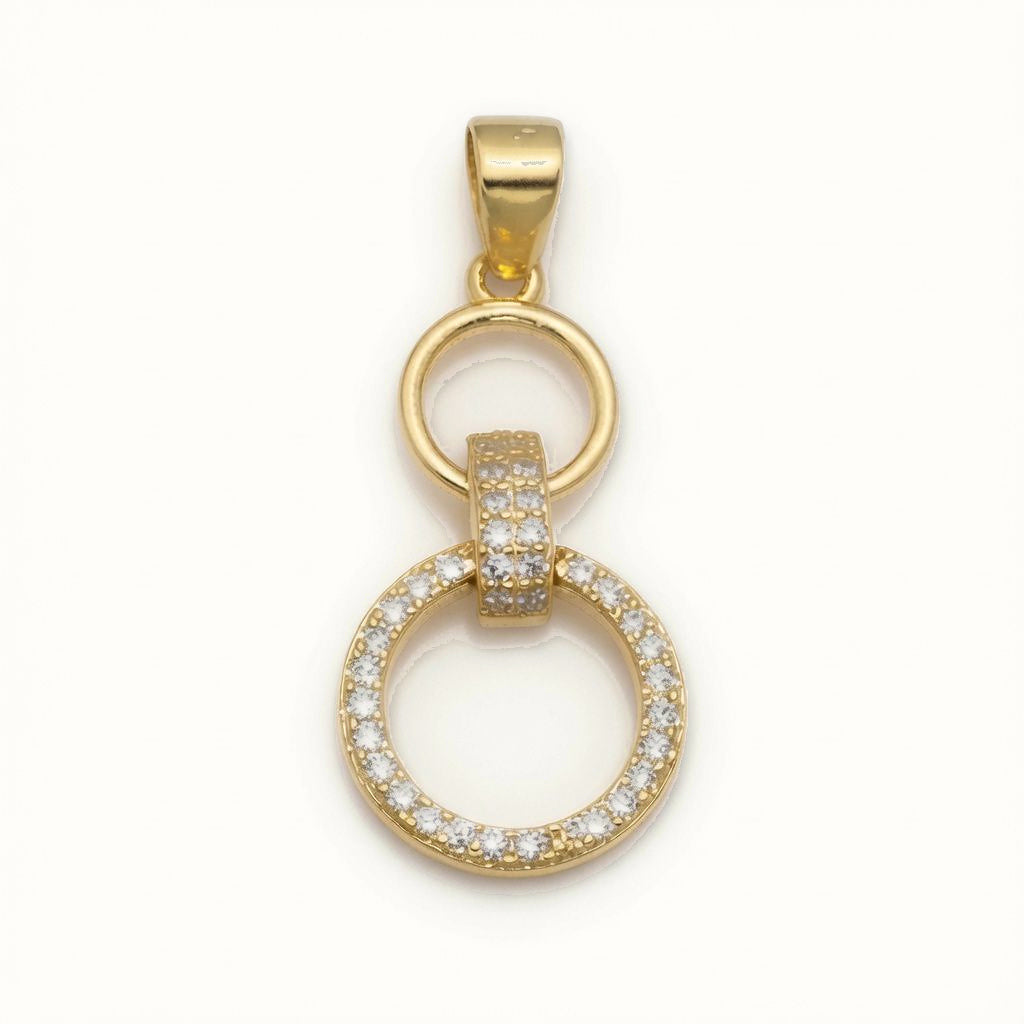 Gold Plated Sterling Silver CZ Linked Circle Pendant - APD243-GP