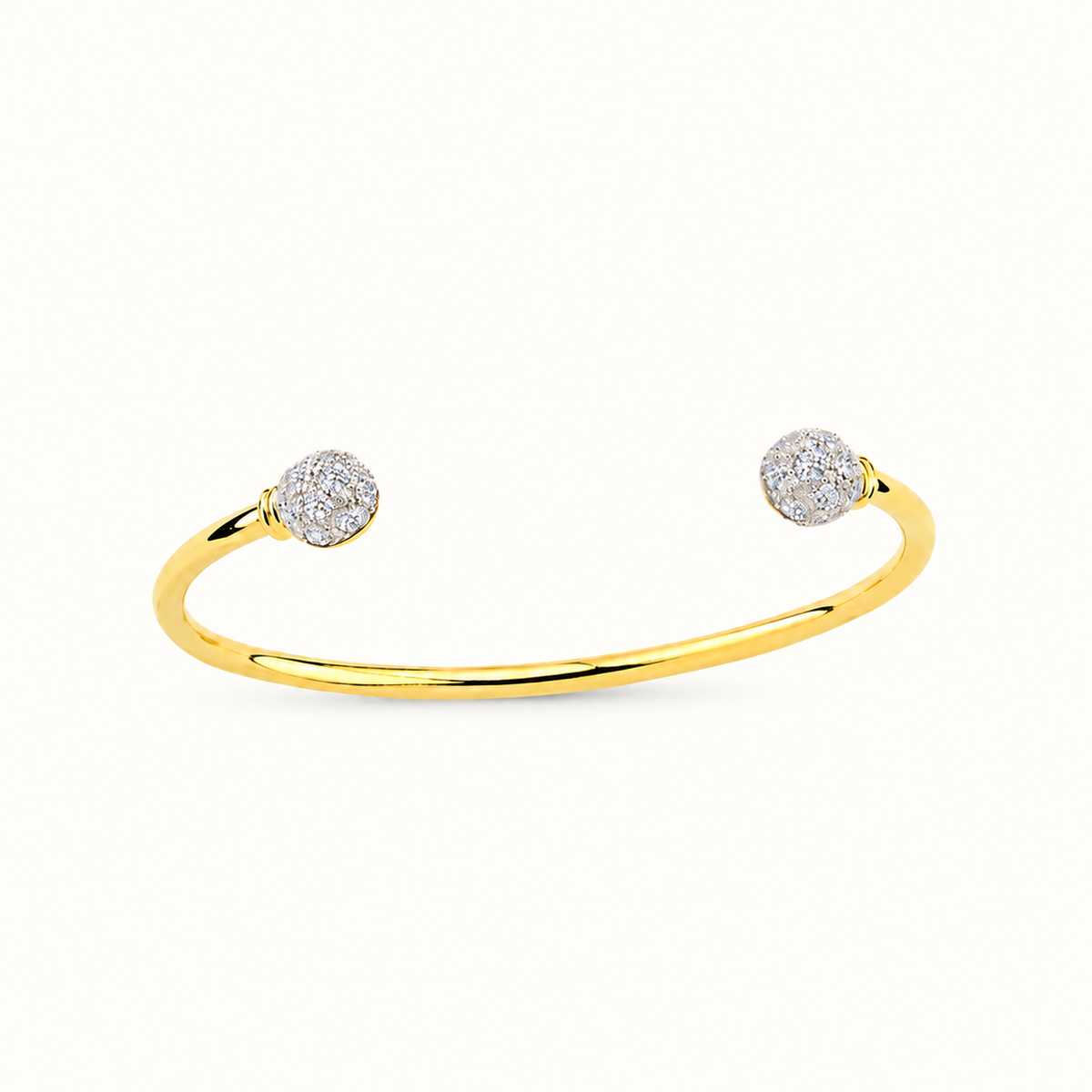 9ct Yellow Gold CZ Ball Torque Bangle – Ladies