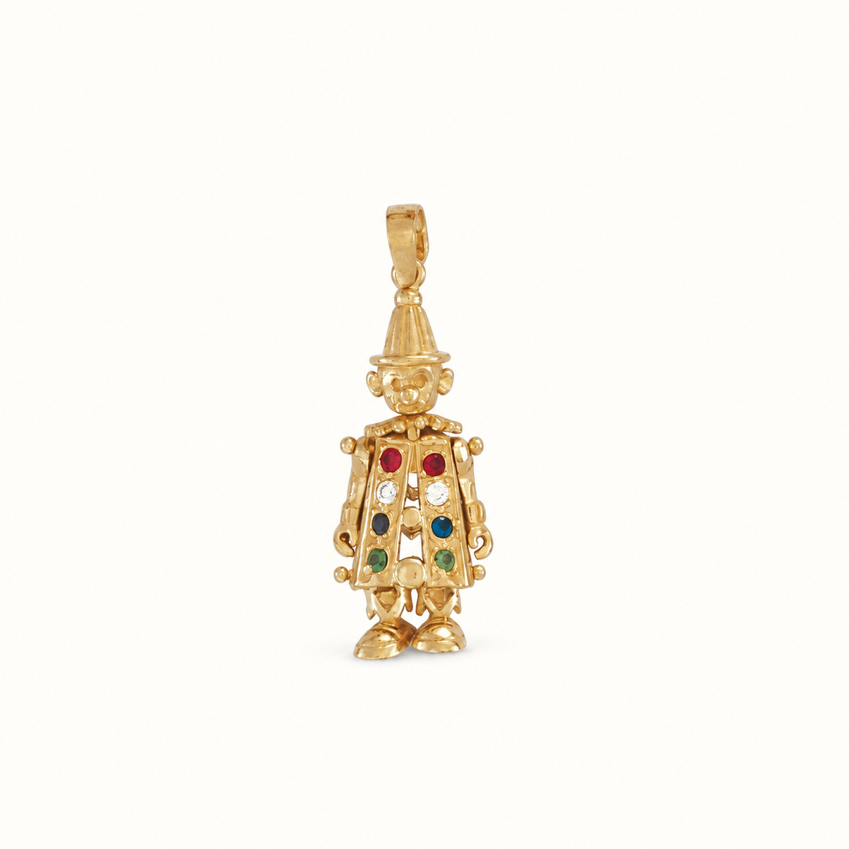 9ct Yellow Gold CZ Moveable Clown Pendant – 33.4mm