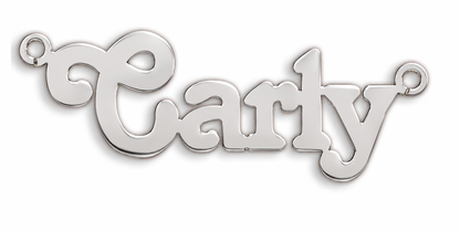 9ct white gold Medium Terra nameplate example with name Carly