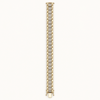 9ct Yellow Gold Presidential Bracelet with CZ Stones
