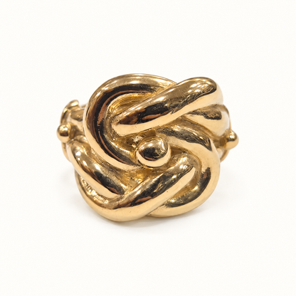 9ct Gold Heavy Knot Ring – 40.3g, front view on ivory