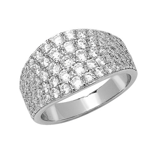 Sterling Silver 5 Row Pavé Set CZ Ring - G7501