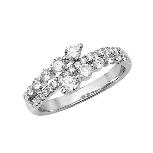 Sterling Silver CZ Spiral Ring - G7505
