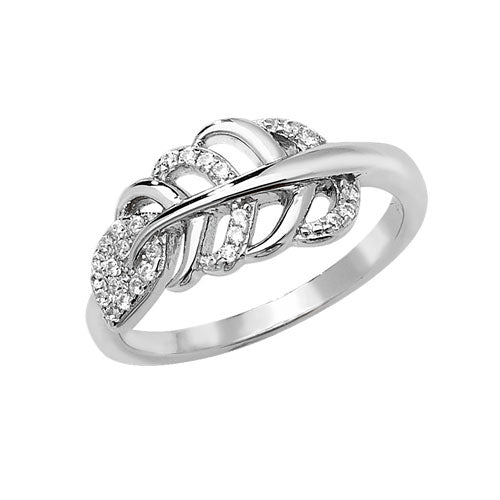 Sterling Silver Leaf CZ Ring - G7510