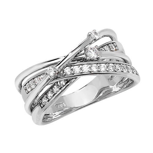 Sterling Silver Interwined CZ Ring - G7512