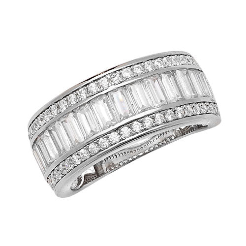 Sterling Silver CZ Triple Row Ring - G7522