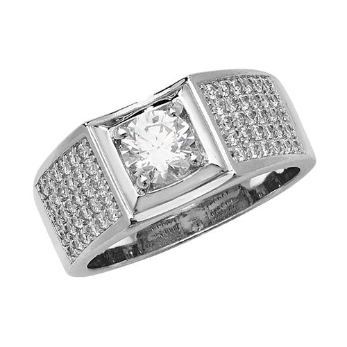 Sterling Silver Men's Solitaire CZ Ring - G7523