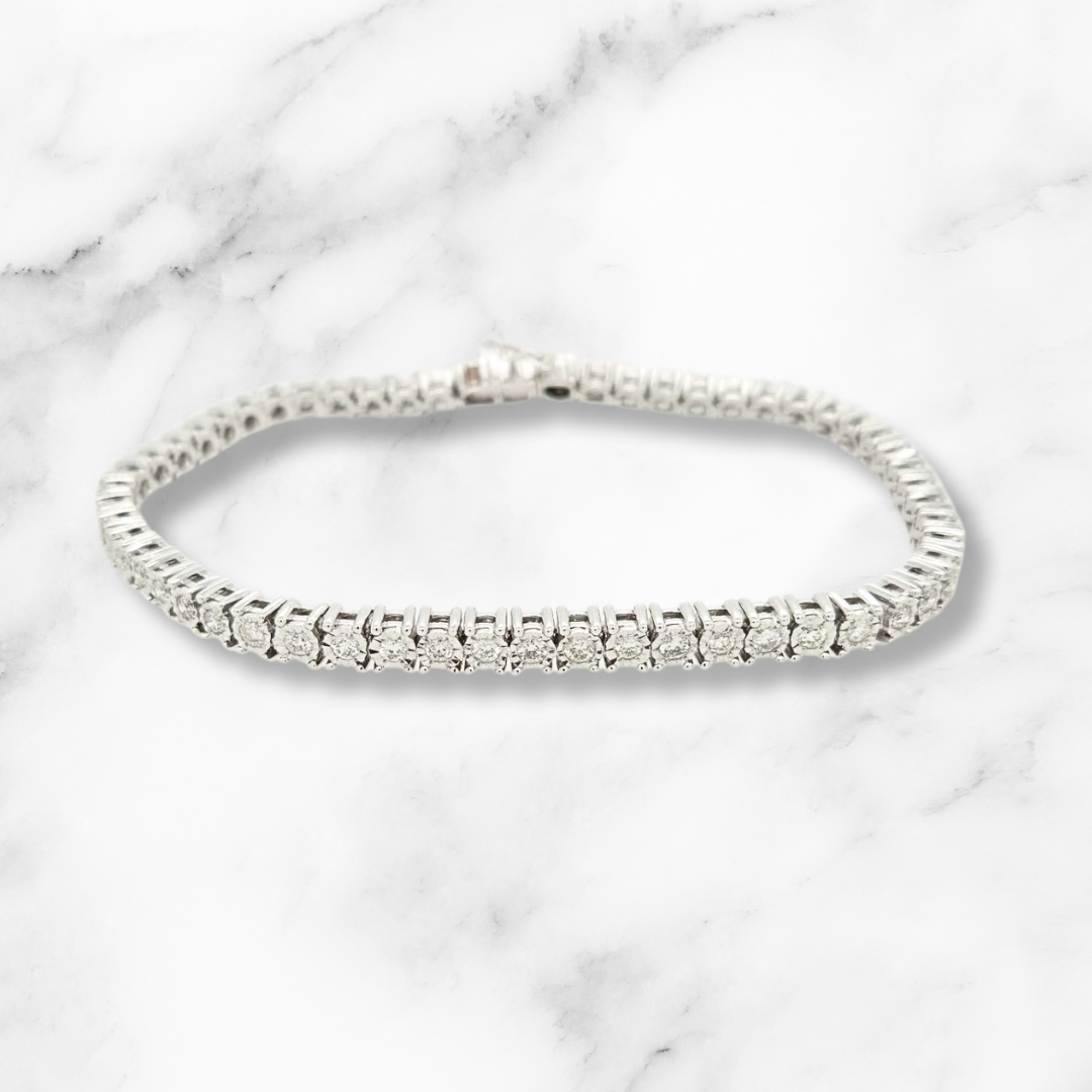 White Gold Diamond Illusion Tennis Bracelet
