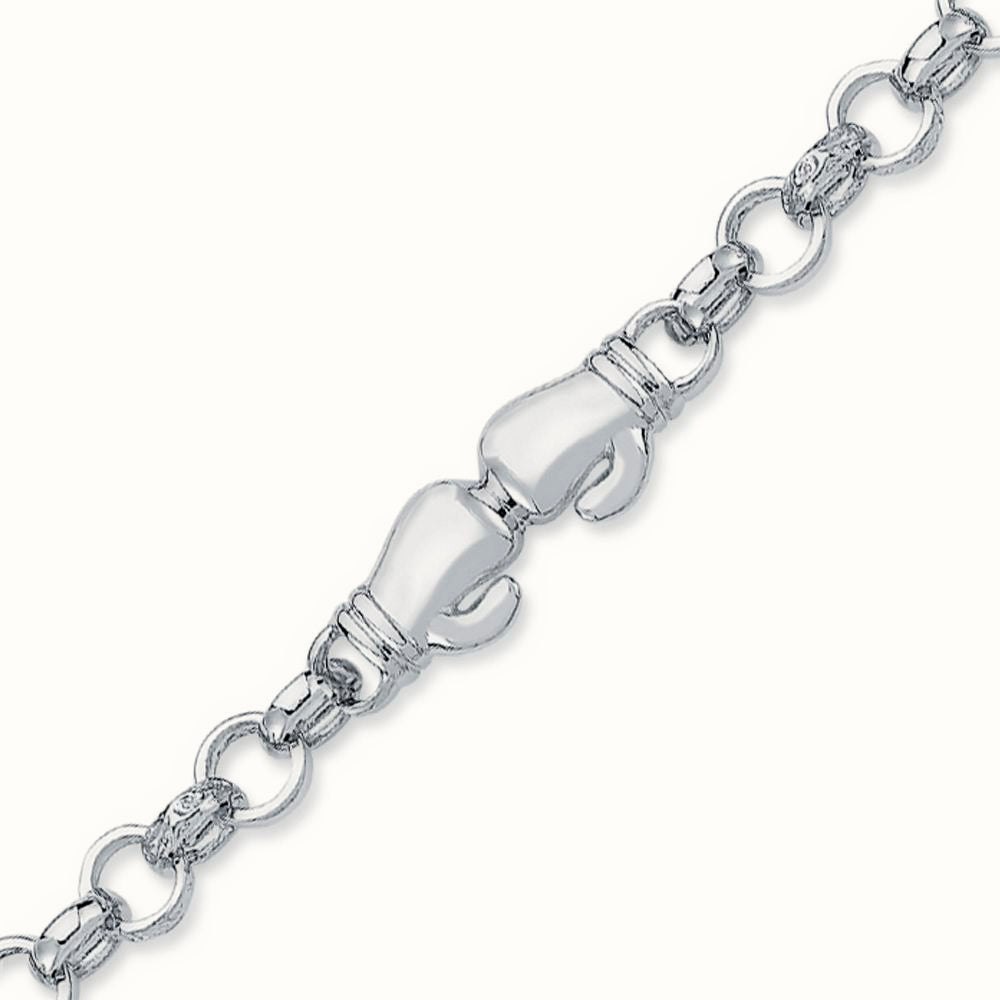 Sterling Silver Double Boxing Glove Belcher Bracelet – ABB160