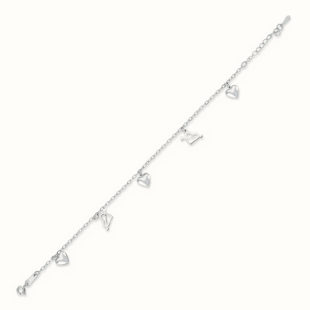 Sterling Silver Heart Bracelet – ABB170