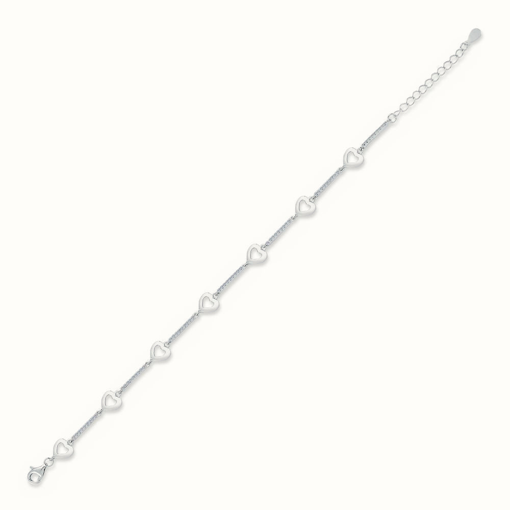 Sterling Silver CZ Heart Bracelet – ABB184