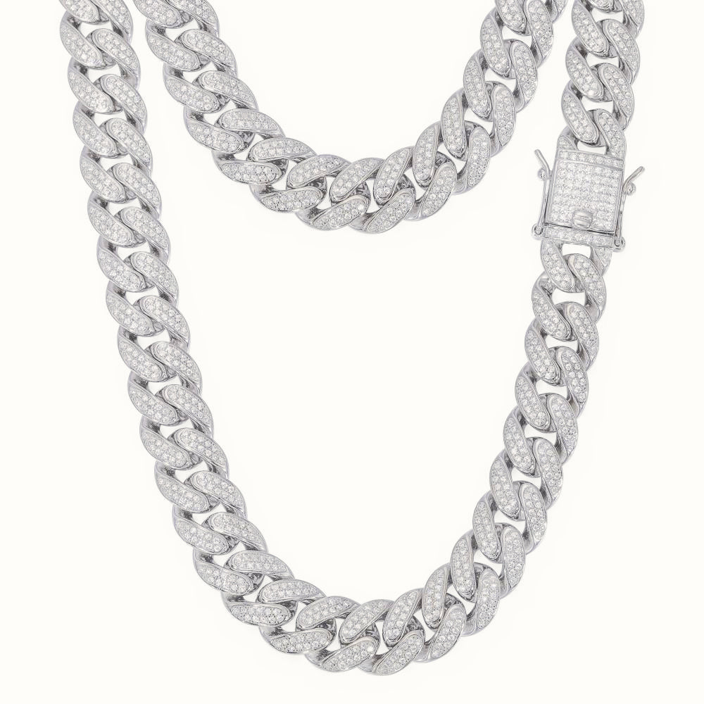 Sterling Silver CZ Set Cuban Chain 12.0mm – ABB199