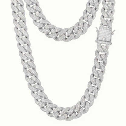 Sterling Silver CZ Set Cuban Chain 12.0mm – ABB199