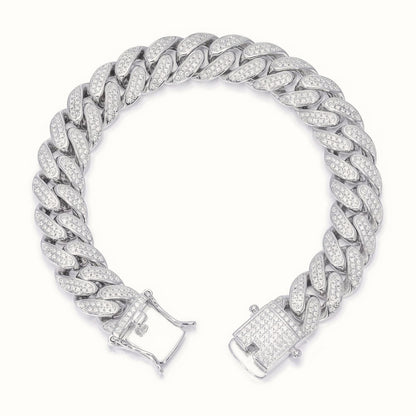 Sterling Silver CZ Set Cuban Bracelet 12.0mm – ABB199