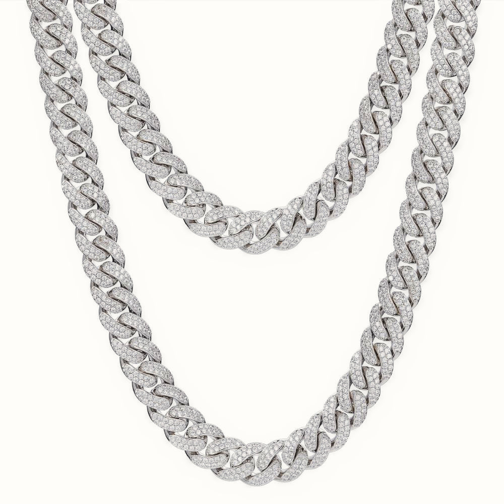 Sterling Silver CZ Set Cuban Chain 14.0mm – ABB200