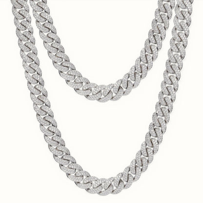Sterling Silver CZ Set Cuban Chain 14.0mm – ABB200