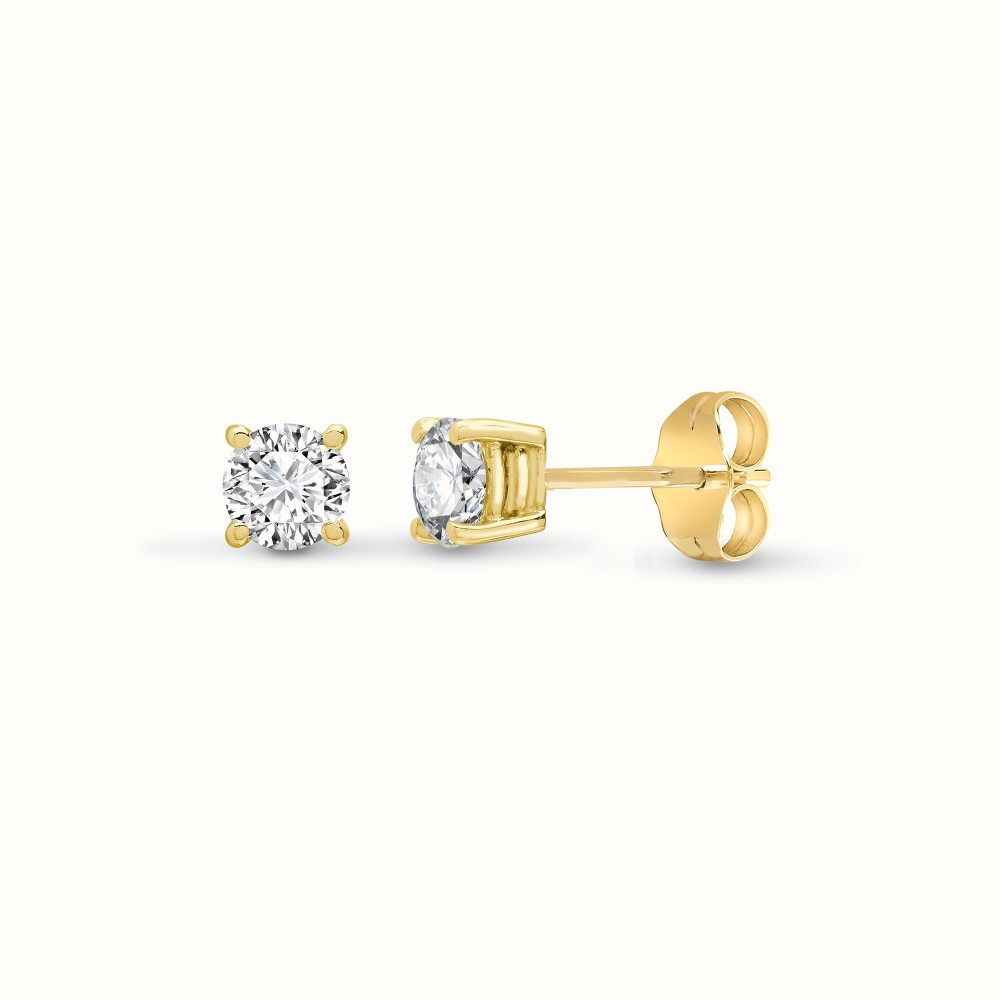 9ct yellow gold 1.00ct lab grown diamond four claw stud earrings