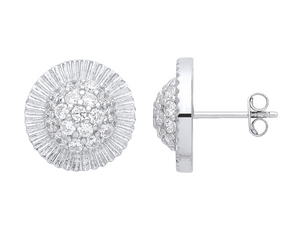9ct Gold Presidential-Style CZ Stud Earrings