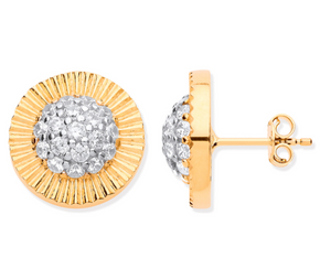 9ct Gold Presidential-Style CZ Stud Earrings