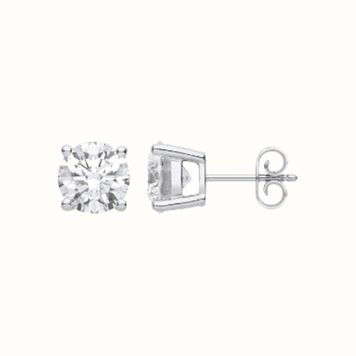 1.00ctw solitaire lab grown diamond earrings in white gold, Delan Jewellers