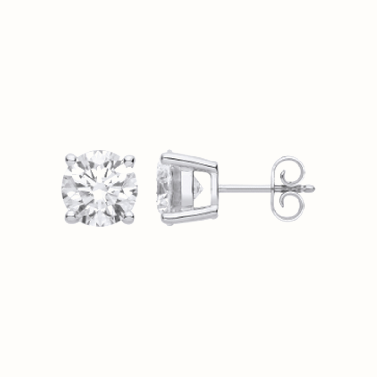3.00ctw solitaire lab grown diamond earrings in white gold, Delan Jewellers