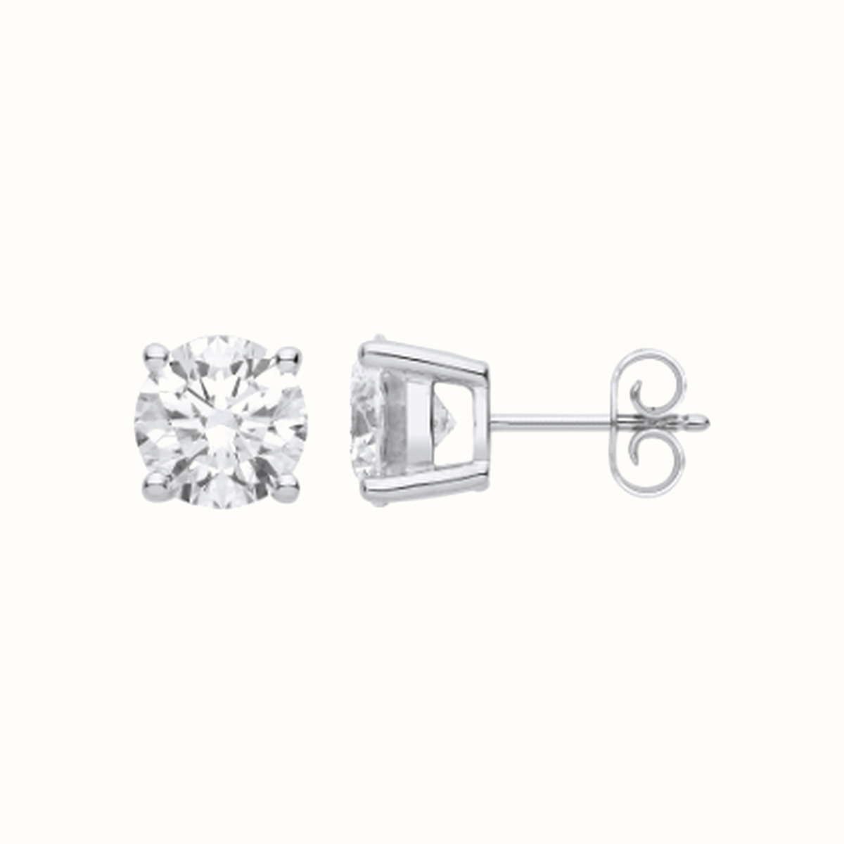 4.00ctw solitaire lab grown diamond earrings in white gold, Delan Jewellers
