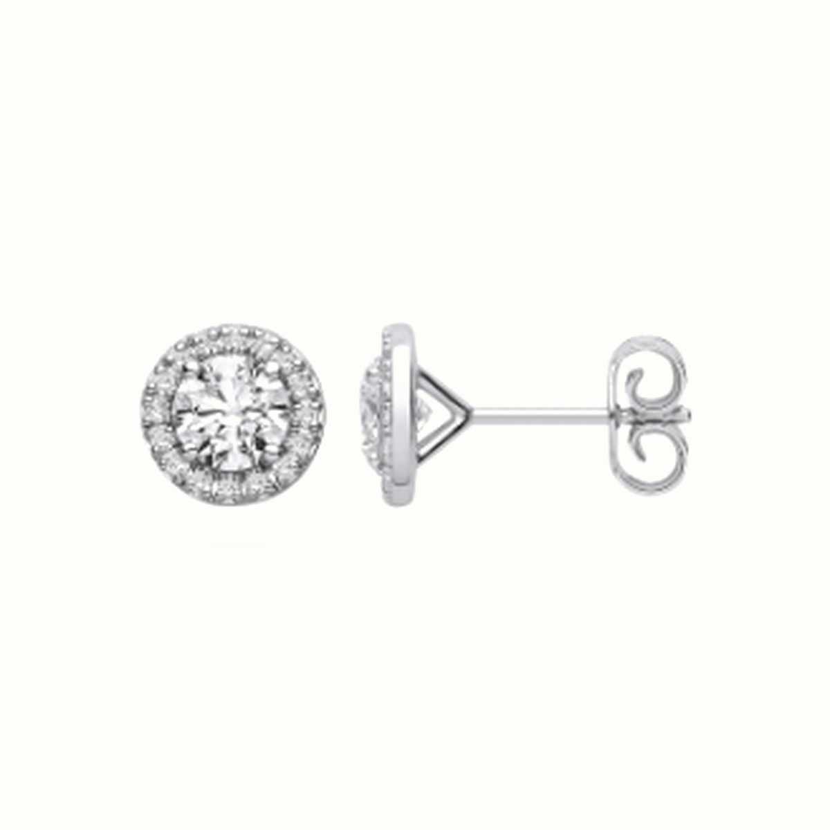 1.16ctw halo lab grown diamond earrings in white gold, Delan Jewellers