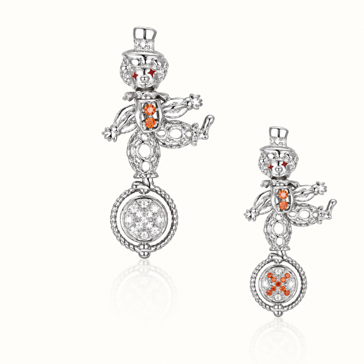 Silver CZ Moveable Circus Clown Pendant – 40mm