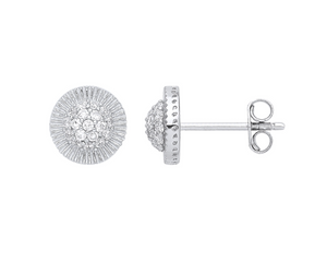 9ct Gold Presidential-Style CZ Stud Earrings