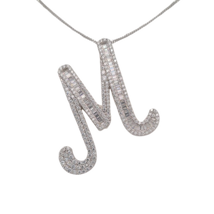 65mm Silver CZ Initial Pendant